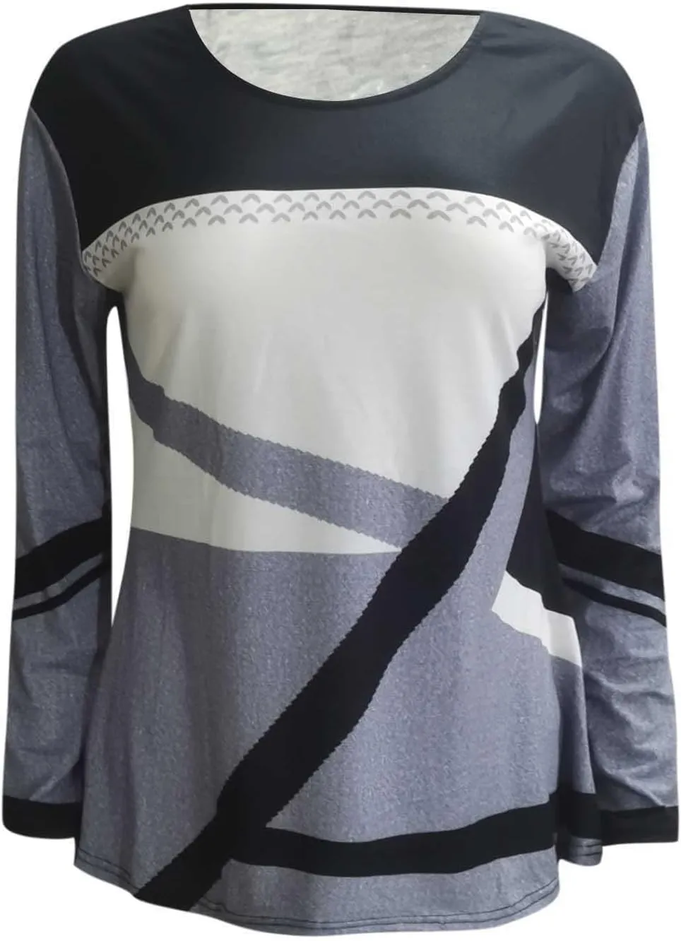 2024 Long Sleeve Shirts for Women Trendy Colors Blcok Winter Fall Tops Crewneck Loose fit Shirt Casual Dressy Blouses