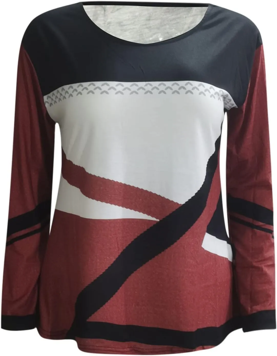 2024 Long Sleeve Shirts for Women Trendy Colors Blcok Winter Fall Tops Crewneck Loose fit Shirt Casual Dressy Blouses
