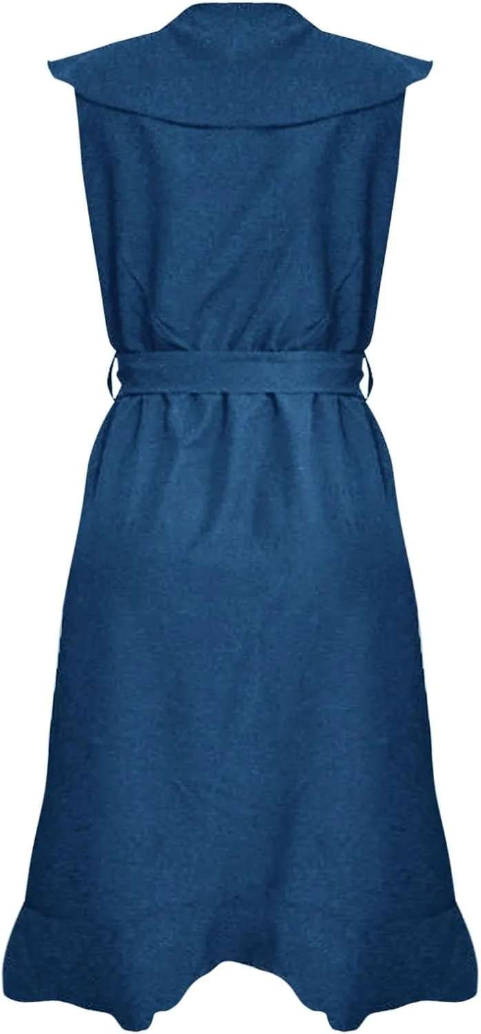 2025 Summer Dresses Women Wrap Midi Dress Casual Boho Deep Vneck Short Sleeve Ruffle Hem Split Beach Flowy Long Skirt
