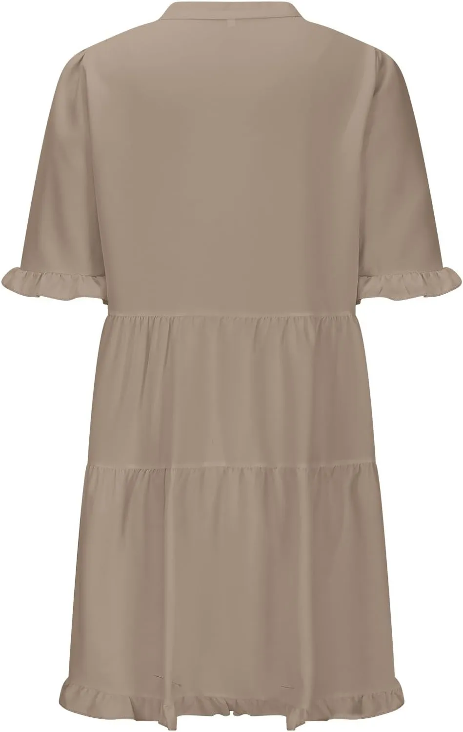 2025 Women Dresses Spring Summer V Neck Ruffle Short Sleeve Casual A-Line Flowy Dress Babydoll Shift Dress Mini Dress