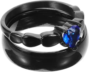 2pcs Couple Finger Rings Matching Wedding Engagement Promise Rings for Him and Her Stylish with Zircon for Daily Wear and Special Occasions
