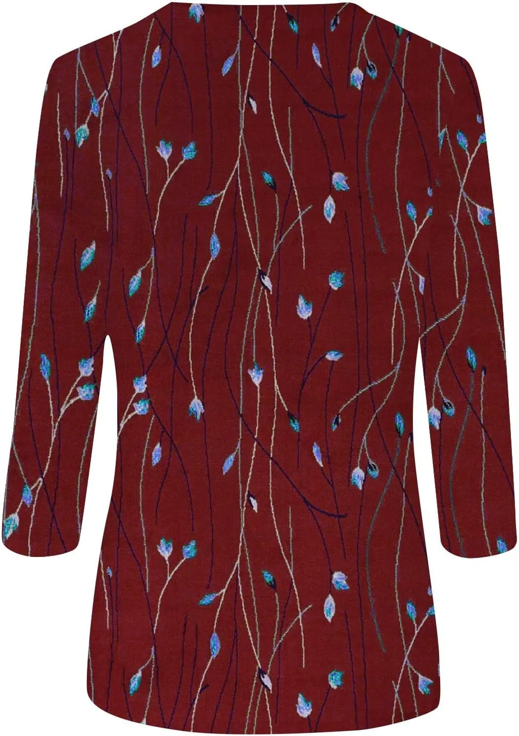 3/4 Length Sleeve Shirts for Women Floral Print Tees Blouses Crewneck Loose Casual Plus Size Tops T Shirts