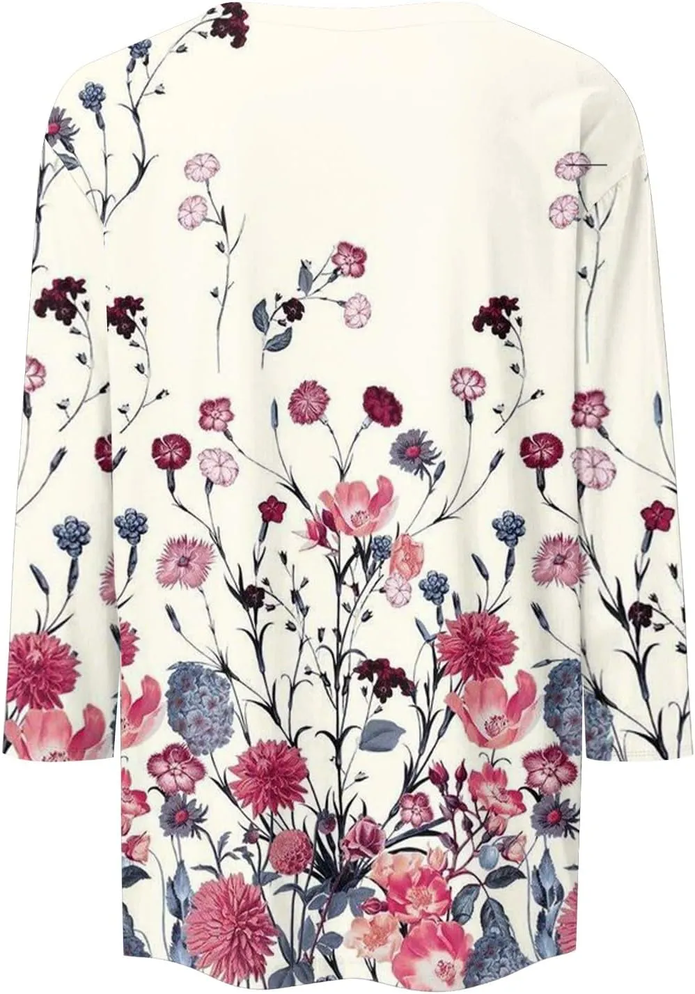 3/4 Length Sleeve Shirts for Women, Round Neck Cute Tunic Tops Basic Tees Casual Printed Blouses Loose Shirt Tops