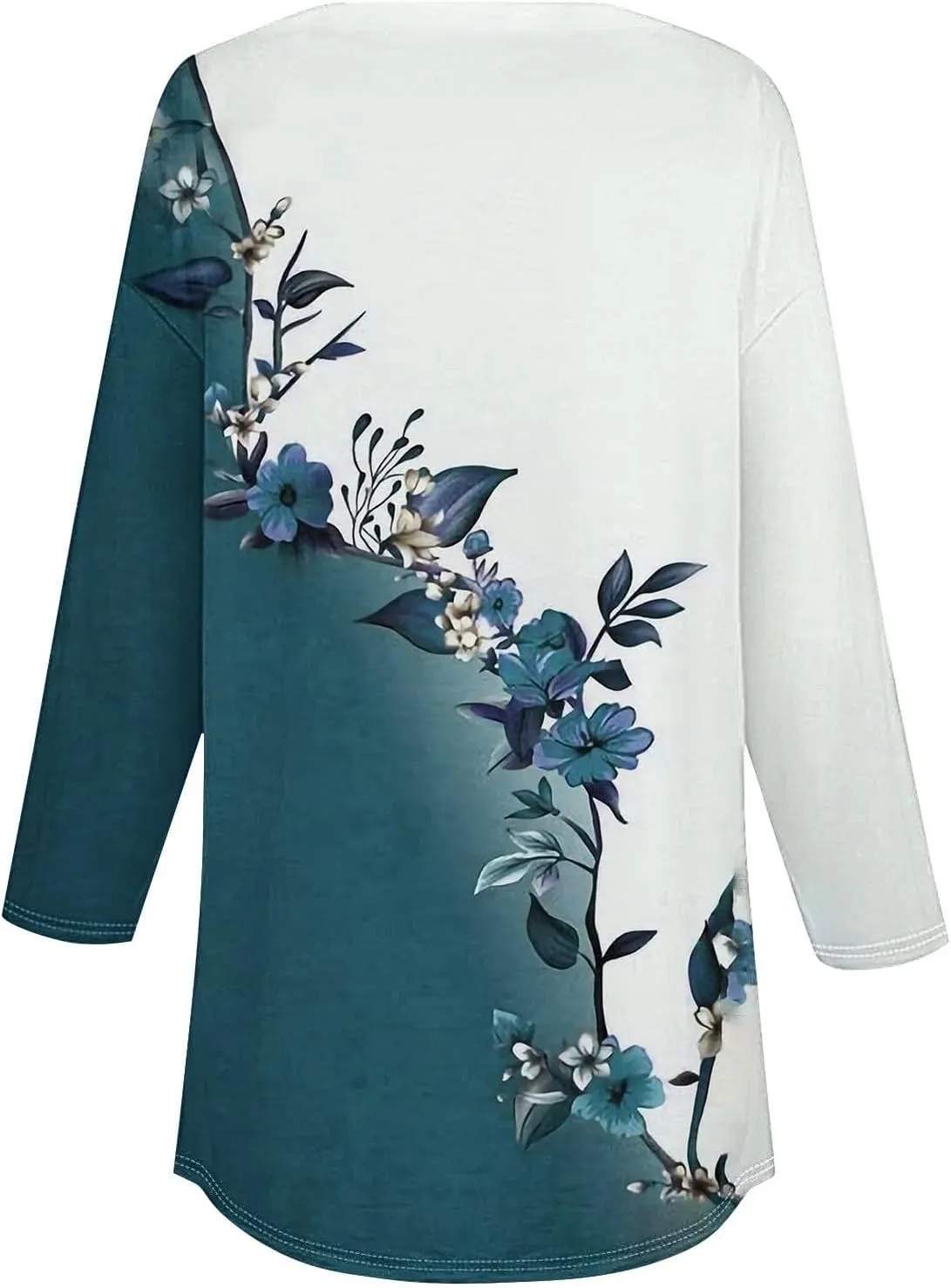 3/4 Length Sleeve Womens Tops 2025 Spring Henley Neck Casual Print Tunic T Shirts Summer Trendy Boho Floral Blouses