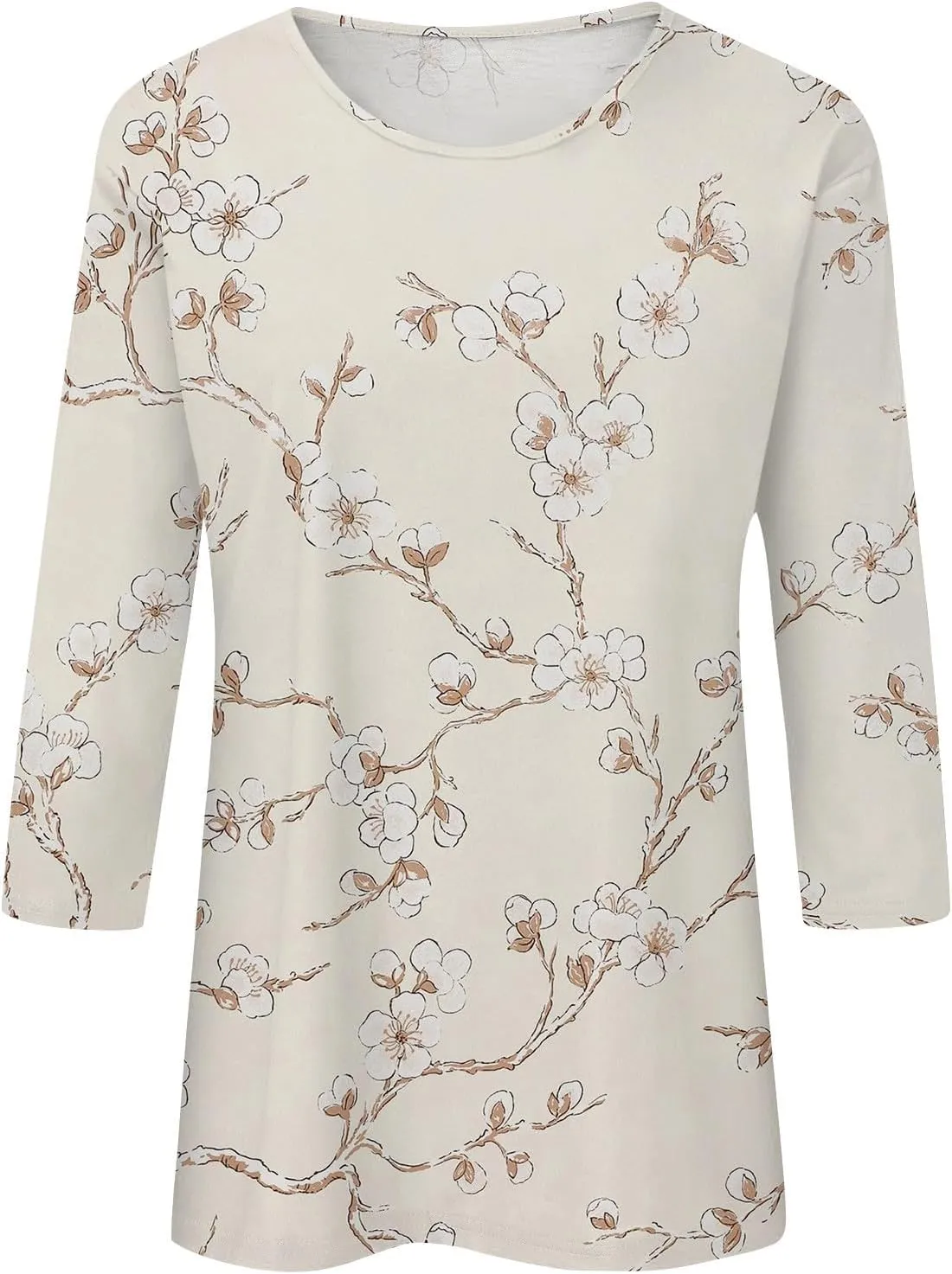 3/4 Length Sleeve Womens Tops Casual Loose Fit T Shirts Cute Three Quarter Length Tunic Tops Ladies Tops and Blouses