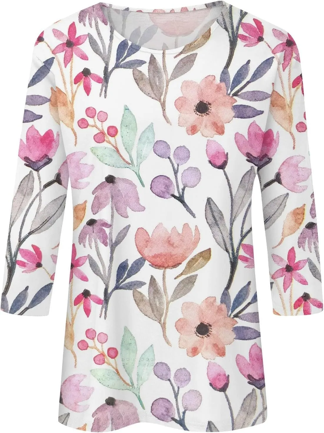 3/4 Length Sleeve Womens Tops Casual Loose Fit T Shirts Cute Three Quarter Length Tunic Tops Ladies Tops and Blouses