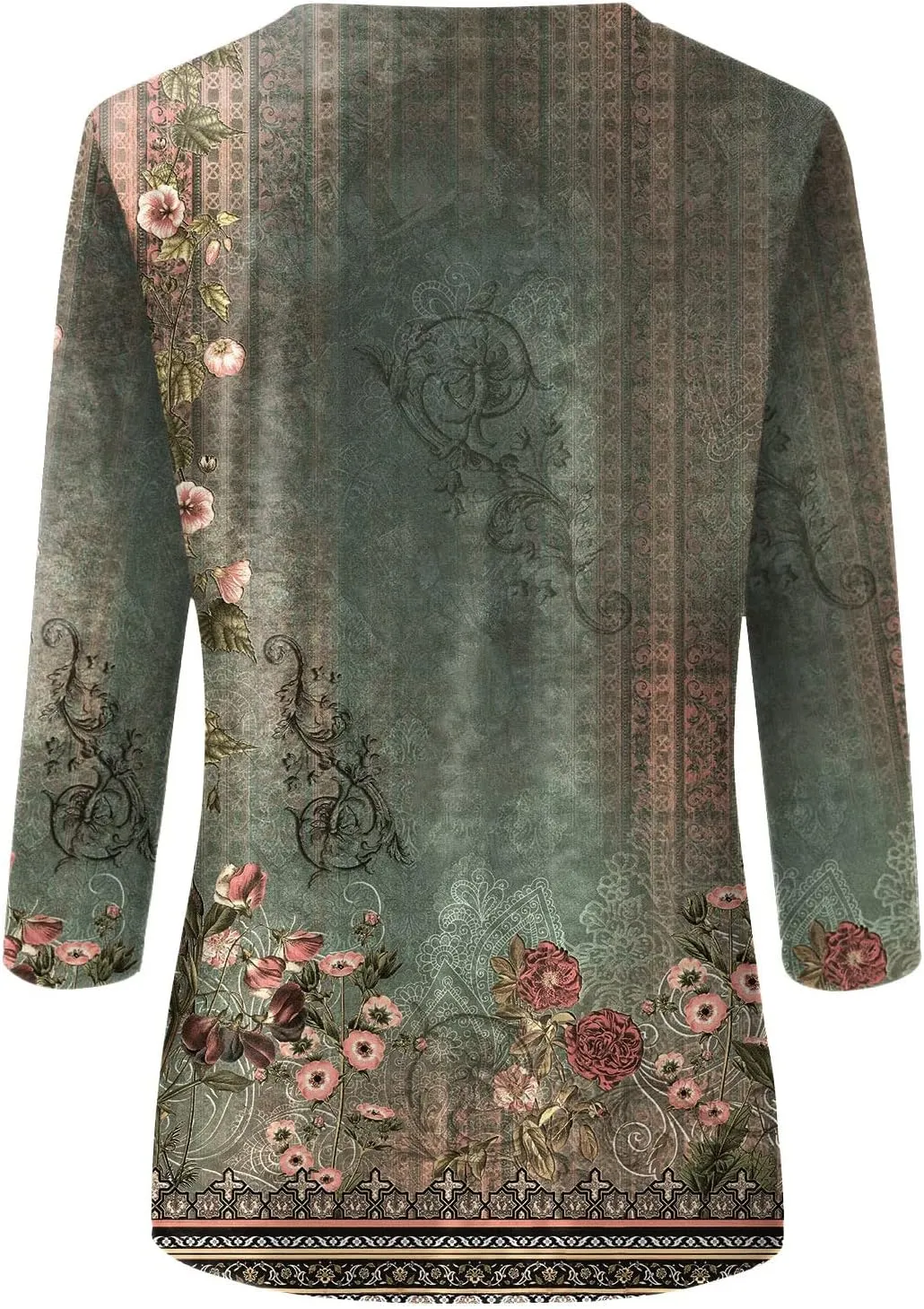 3/4 Length Sleeve Womens Tops Dressy Casual Cute Print Graphic Tees Blouses Casual Plus Size Basic Tops