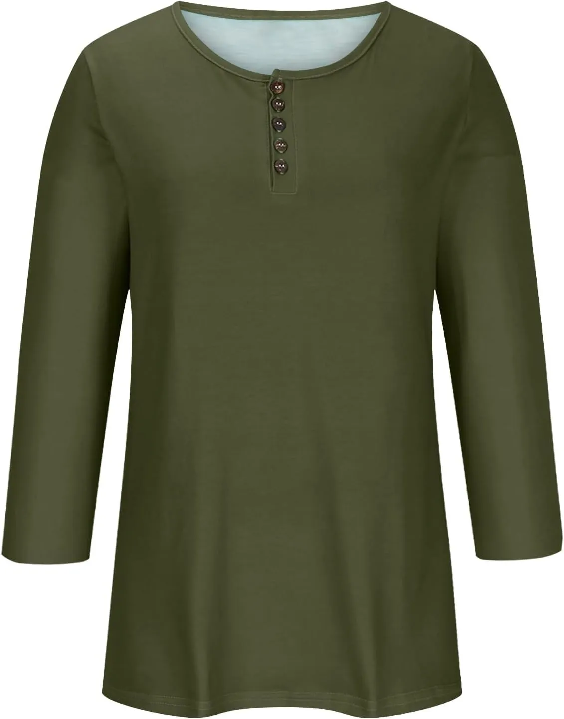 3/4 Length Sleeve Womens Tops Henley Crewneck Button Up T Shirts Dressy Casual Blouse Tunics 2024 Fall Trendy Clothes