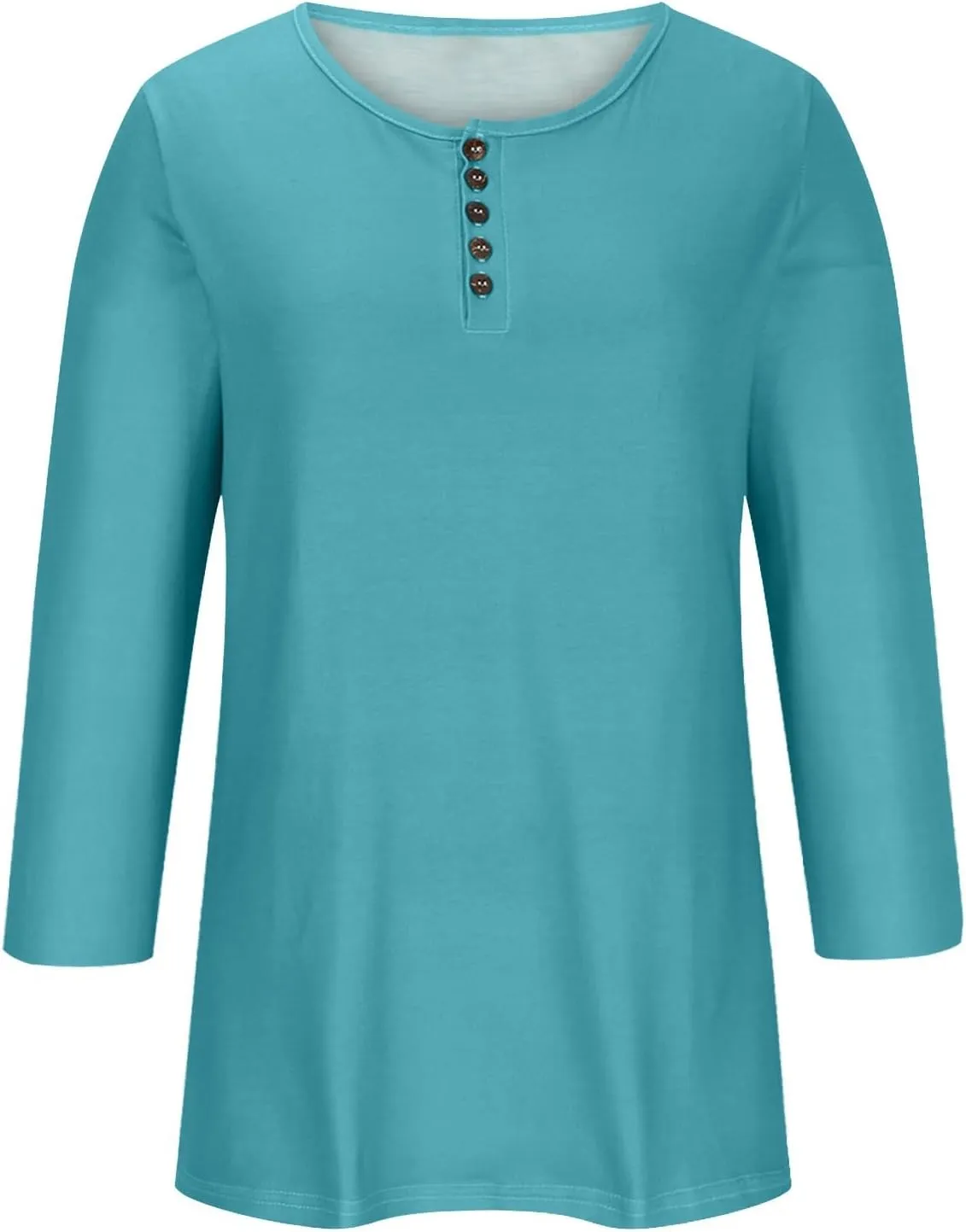 3/4 Length Sleeve Womens Tops Henley Crewneck Button Up T Shirts Dressy Casual Blouse Tunics 2024 Fall Trendy Clothes