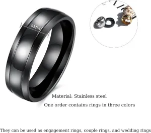 3PCS Rings for Men Wedding Bands Gold/Silver/Black Stainless Steel Rings for Men anillos para hombre Wedding Ring Cool Simple Band Engagement Ring Jewelry Gift for Men/Women