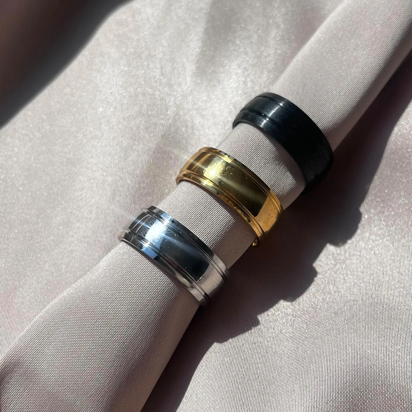 3PCS Rings for Men Wedding Bands Gold/Silver/Black Stainless Steel Rings for Men anillos para hombre Wedding Ring Cool Simple Band Engagement Ring Jewelry Gift for Men/Women