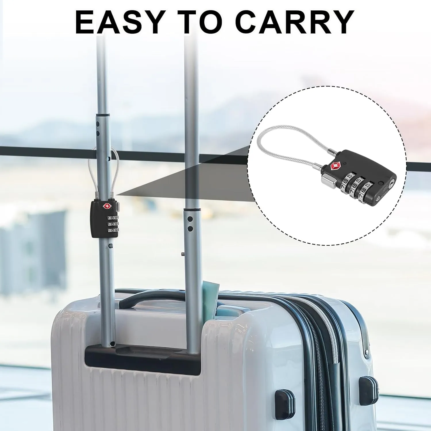 5pcs Cable Luggage Lock, Combination Travel Cable Locks, 3-Digit Padlock Re-Settable Combination Locker, Zinc Alloy Zipper Locks, Waterproof Suitcase Lock for Locker Backpack (Black)