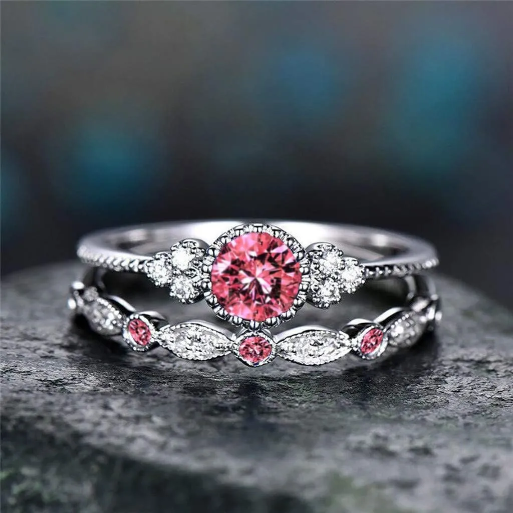 925 Silver Ring Band Cubic Zirconia CZ Stackable Rings Anniversary Wedding Bridal Ring Set Wedding Rings for Women
