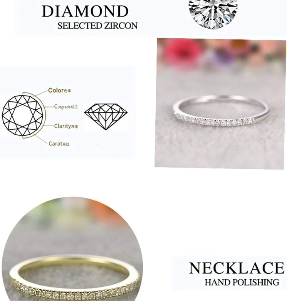 925 Sterling Silver Eternity Ring for Women,Gold Plated Engagement Wedding Bands Stackable Cubic Zirconia Statement Rings
