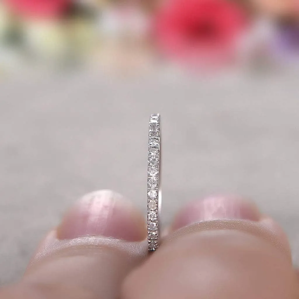 925 Sterling Silver Eternity Ring for Women,Gold Plated Engagement Wedding Bands Stackable Cubic Zirconia Statement Rings