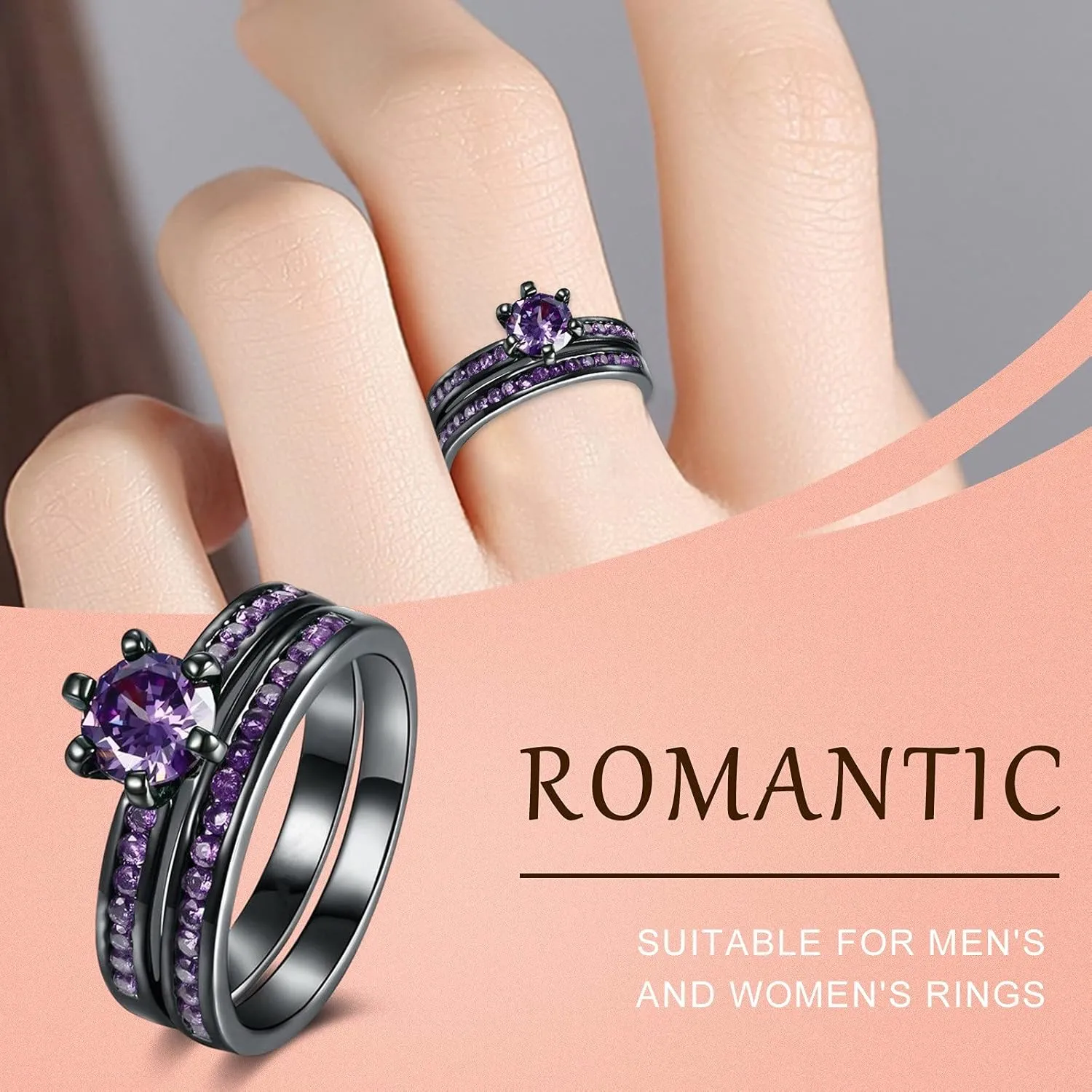 925 Sterling Silver Simple Wedding Bands for Women,Stackable Promise Ring for Her Wedding Engagement Rings Set for Couple