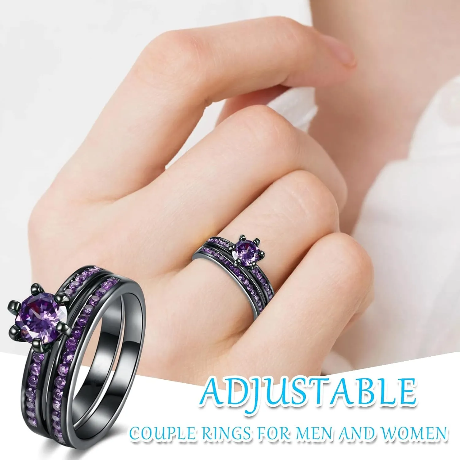 925 Sterling Silver Simple Wedding Bands for Women,Stackable Promise Ring for Her Wedding Engagement Rings Set for Couple