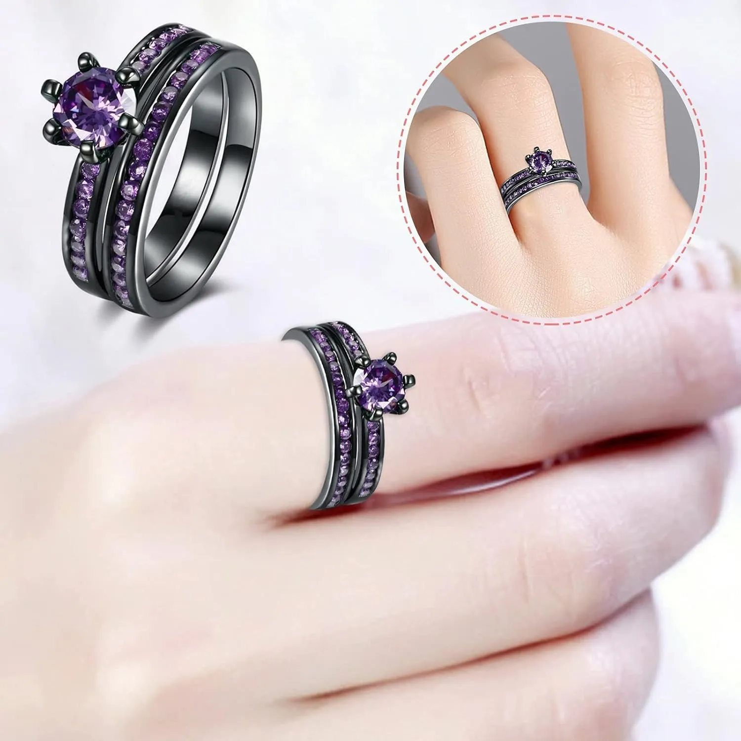 925 Sterling Silver Simple Wedding Bands for Women,Stackable Promise Ring for Her Wedding Engagement Rings Set for Couple