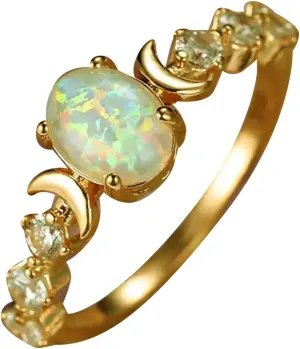 925 Sterling Silver Statement Promise Wedding Bands for Women,Cubic Zirconia Birthstone Rings for Bridal Opal Promise Rings