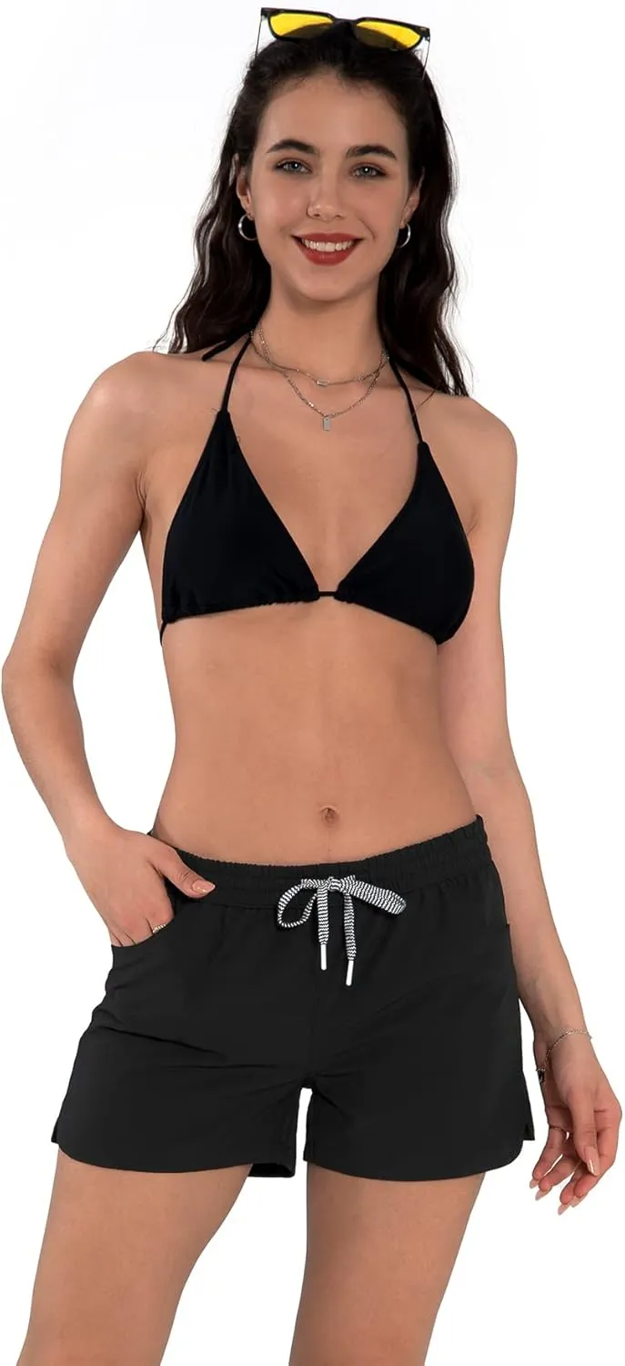 Actleis Womens Swim Shorts UPF50  Board Shorts Quick Dry Beach Shorts Drawstring Sports Summer Bottom