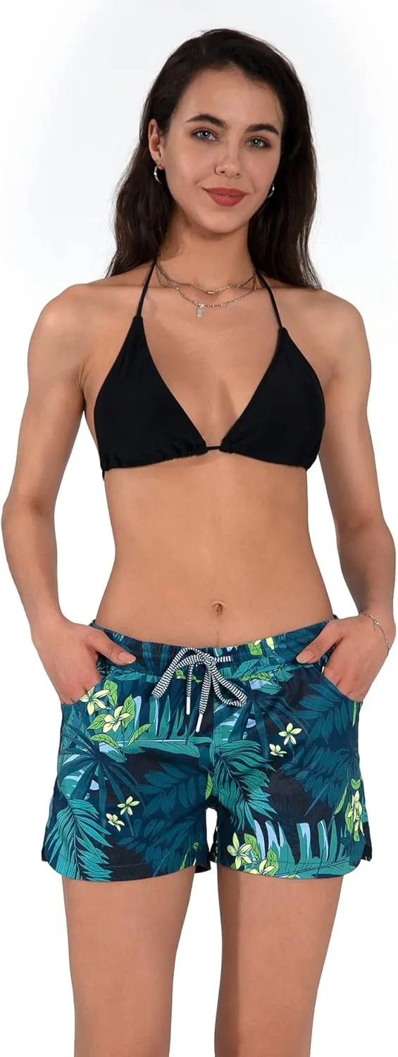 Actleis Womens Swim Shorts UPF50  Board Shorts Quick Dry Beach Shorts Drawstring Sports Summer Bottom