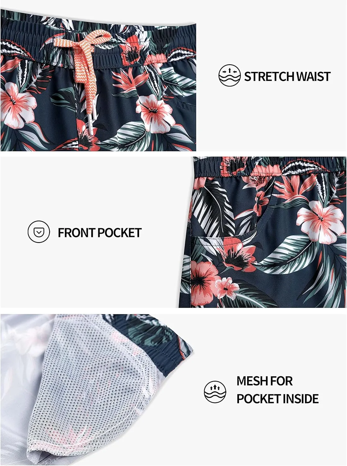 Actleis Womens Swim Shorts UPF50  Board Shorts Quick Dry Beach Shorts Drawstring Sports Summer Bottom
