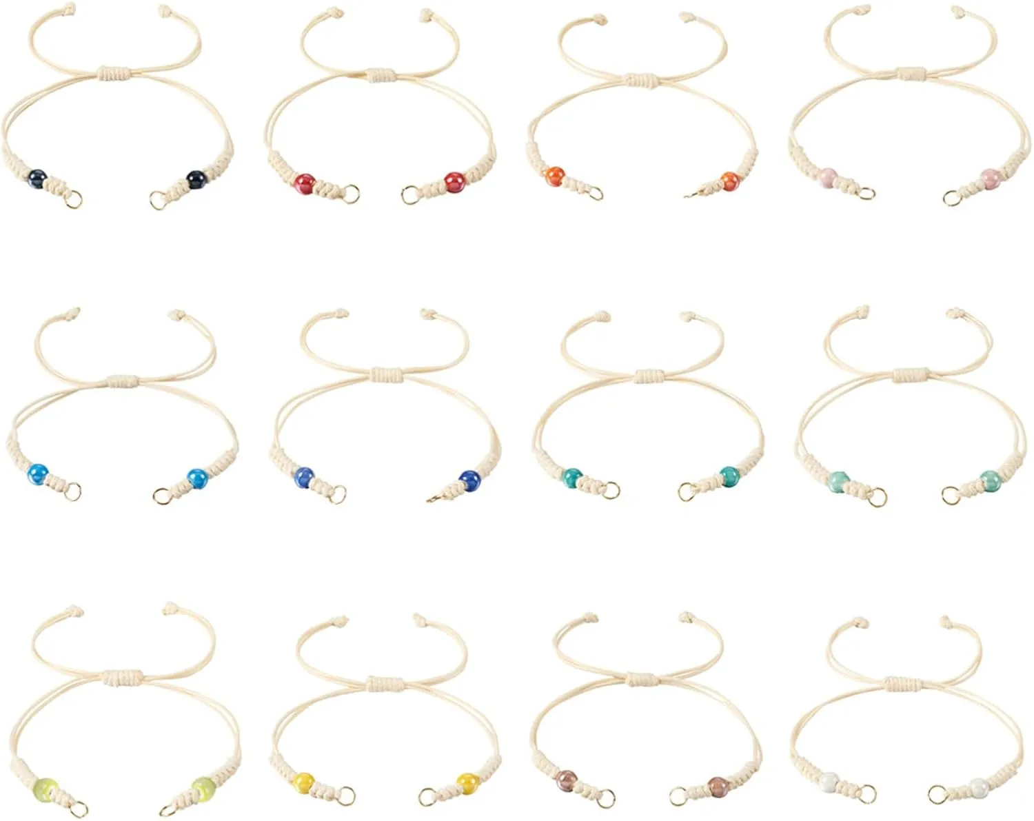 Adjustable Slider Bracelets Colorful Half Finished Bracelets Adjustable Beaded Bracelets DIY Friendship Bracelets for Women Jewelry Making Gifts Supplies
