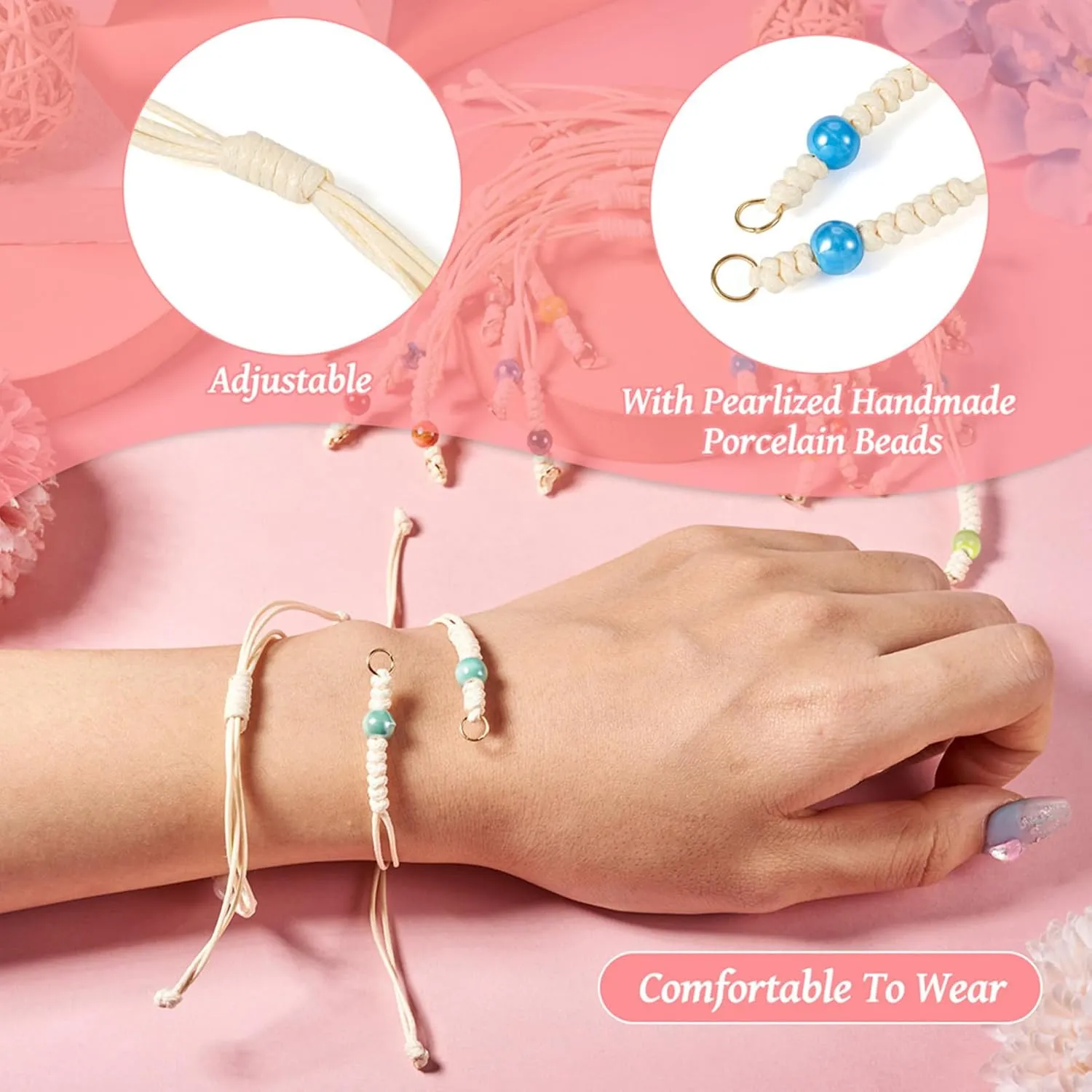 Adjustable Slider Bracelets Colorful Half Finished Bracelets Adjustable Beaded Bracelets DIY Friendship Bracelets for Women Jewelry Making Gifts Supplies