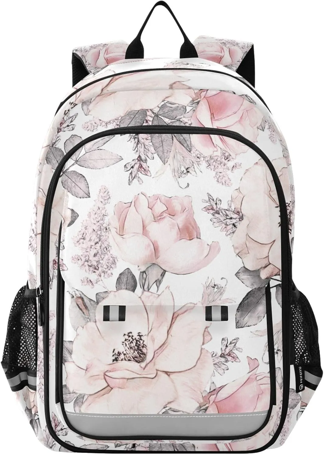ALAZA Pink Flowers Roses Leaves White Laptop Backpack Purse for Women Men School Bag 17 Inch Bookbag Student Boys Girls Travel Casual Daypack