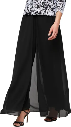 Alex Evenings Women's Wide Leg Chiffon Dress Pant for Mother of The Bride, Elegant Party Outfit (Petite and Regular Sizes)