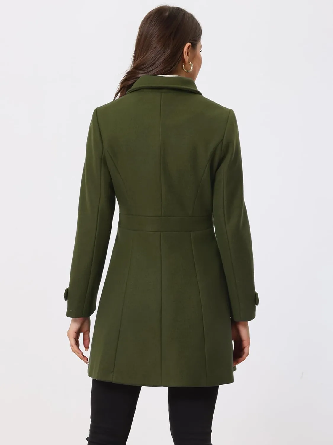 Allegra K Women's Winter Classic Outwear Overcoat with Pockets Single Breasted Pea Coat
