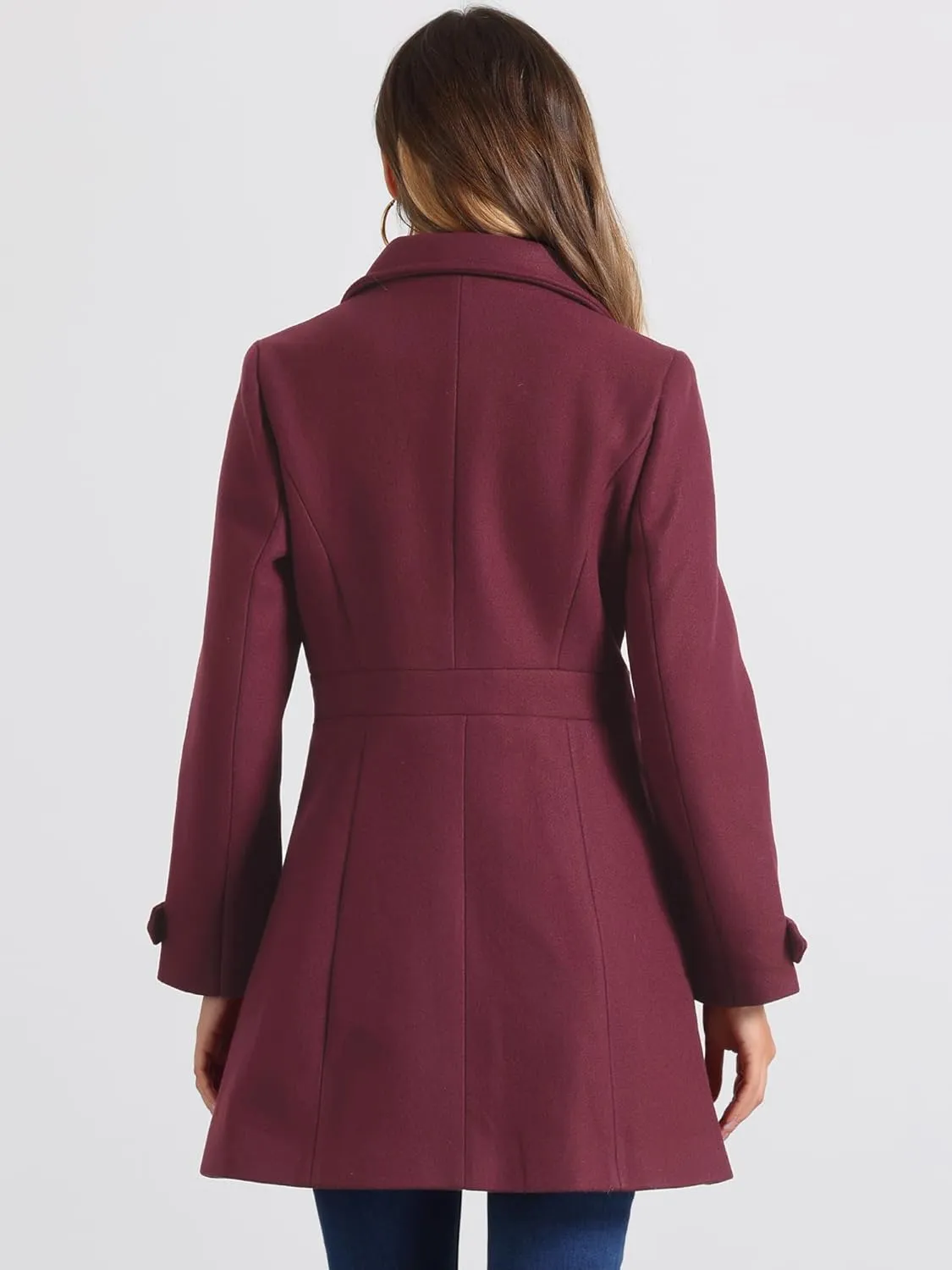 Allegra K Women's Winter Classic Outwear Overcoat with Pockets Single Breasted Pea Coat