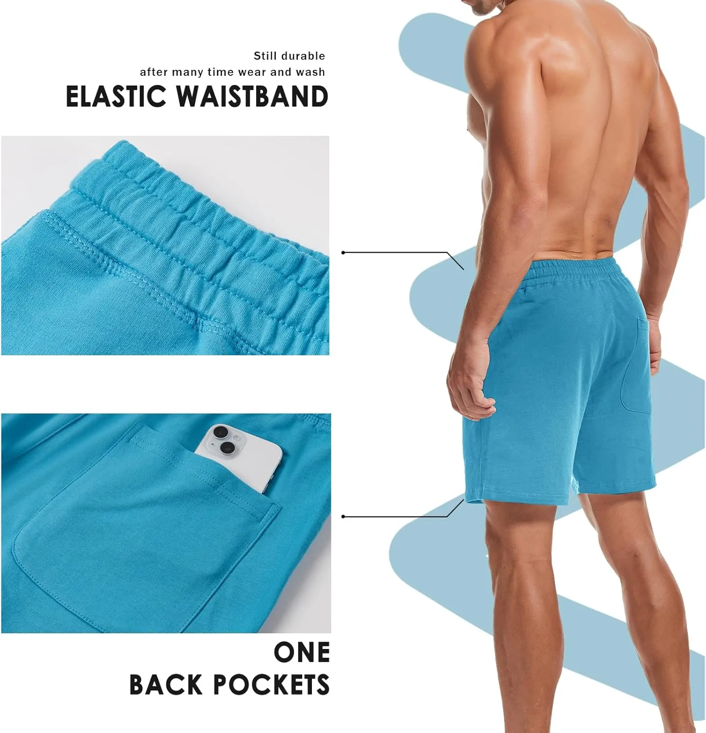 AMY COULEE Mens Athletic Workout Shorts 5.5" Cotton Casual Shorts Elastic Waist Joggers Sports Sweat Shorts