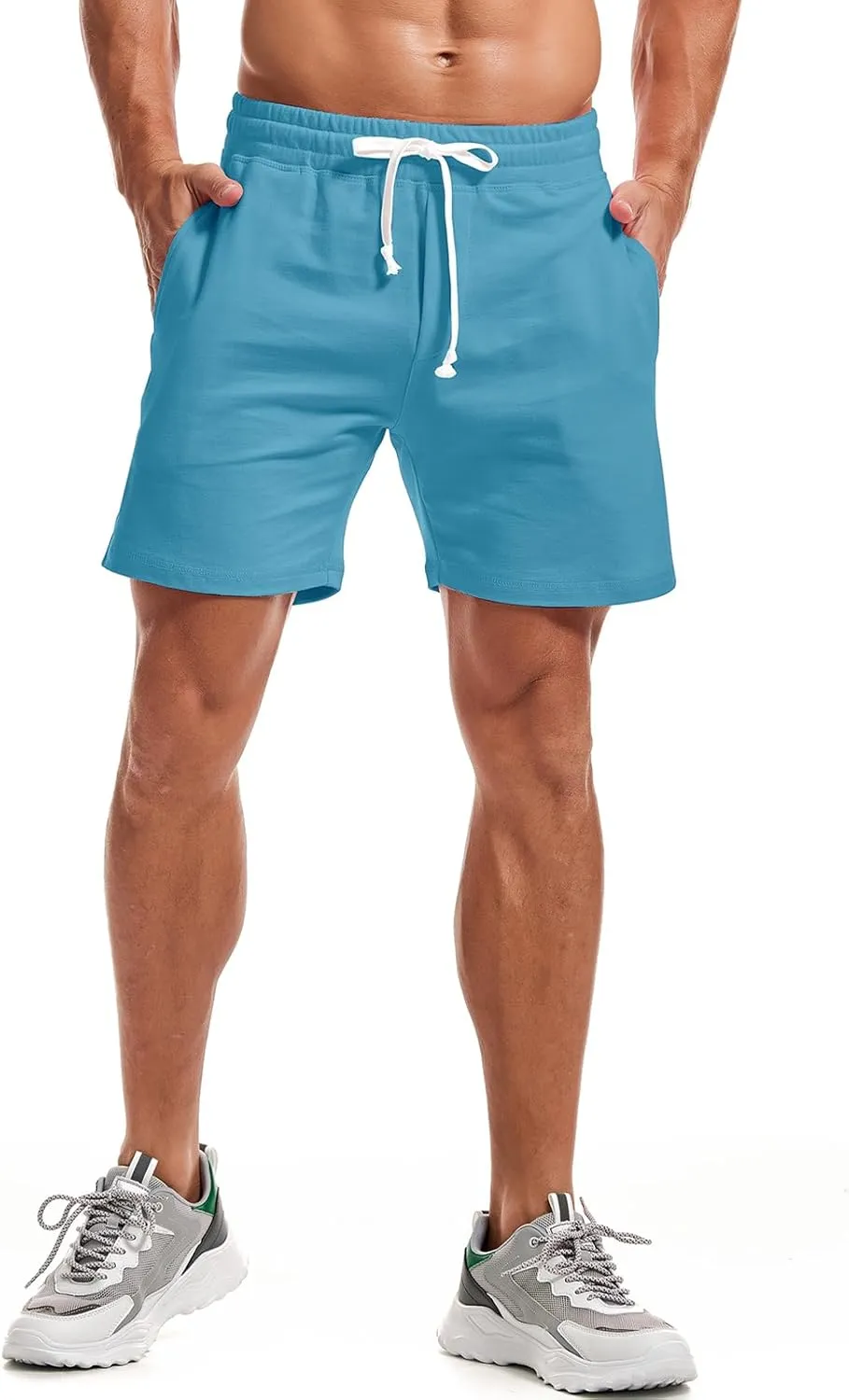 AMY COULEE Mens Athletic Workout Shorts 5.5" Cotton Casual Shorts Elastic Waist Joggers Sports Sweat Shorts