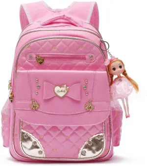 AO ALI VICTORY Backpack for Girls, Waterproof Kids Backpacks School Bag Toddler Bookbags Cute Travel Daypack (Large, A-Pink)