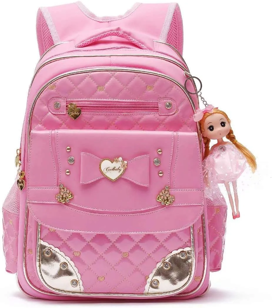 AO ALI VICTORY Backpack for Girls, Waterproof Kids Backpacks School Bag Toddler Bookbags Cute Travel Daypack (Large, A-Pink)
