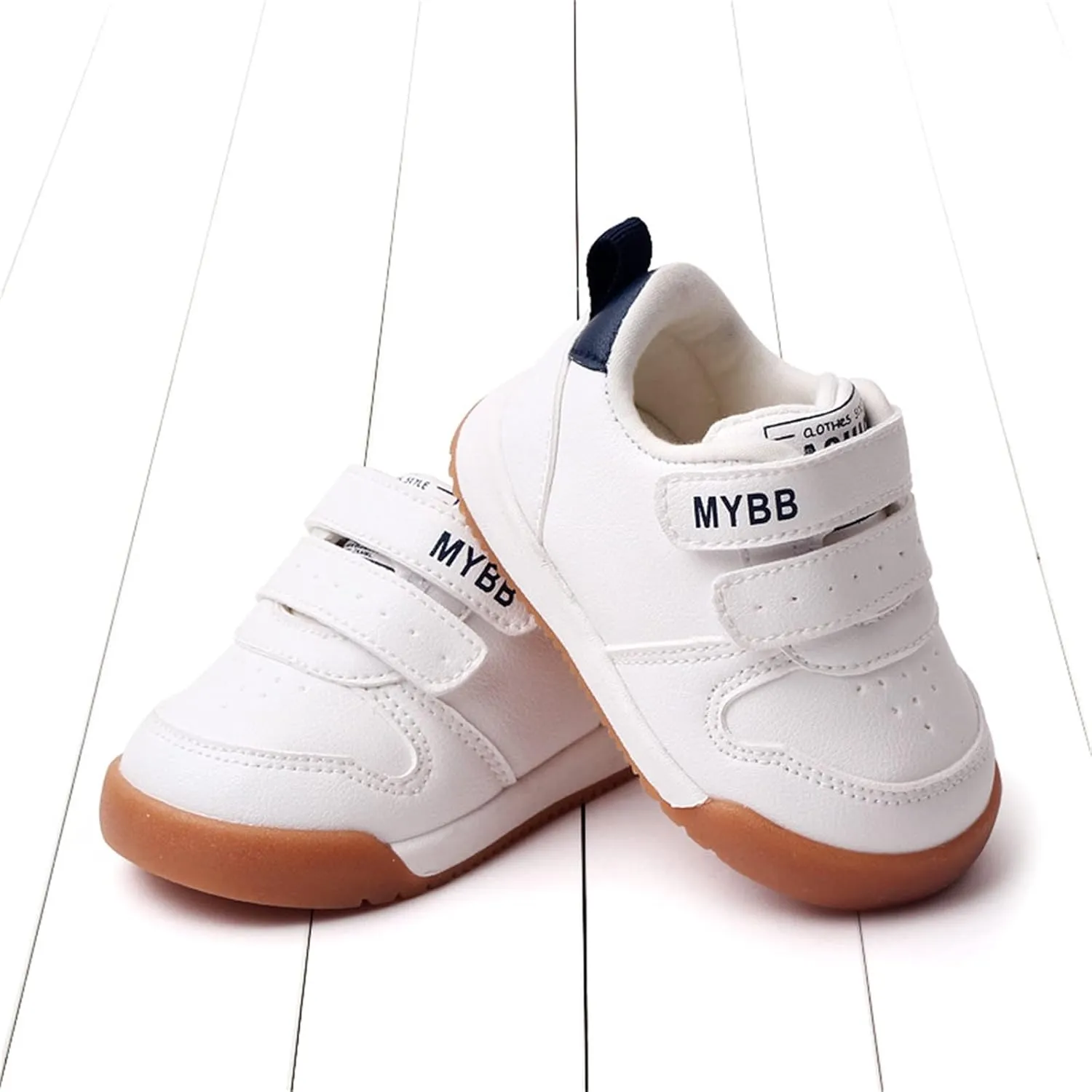 Baby Double Strap Sneakers, Casual Athletic Shoes for Boys Girls, Comfortable Fit Flat Bottom Non Slip Sport Shoes