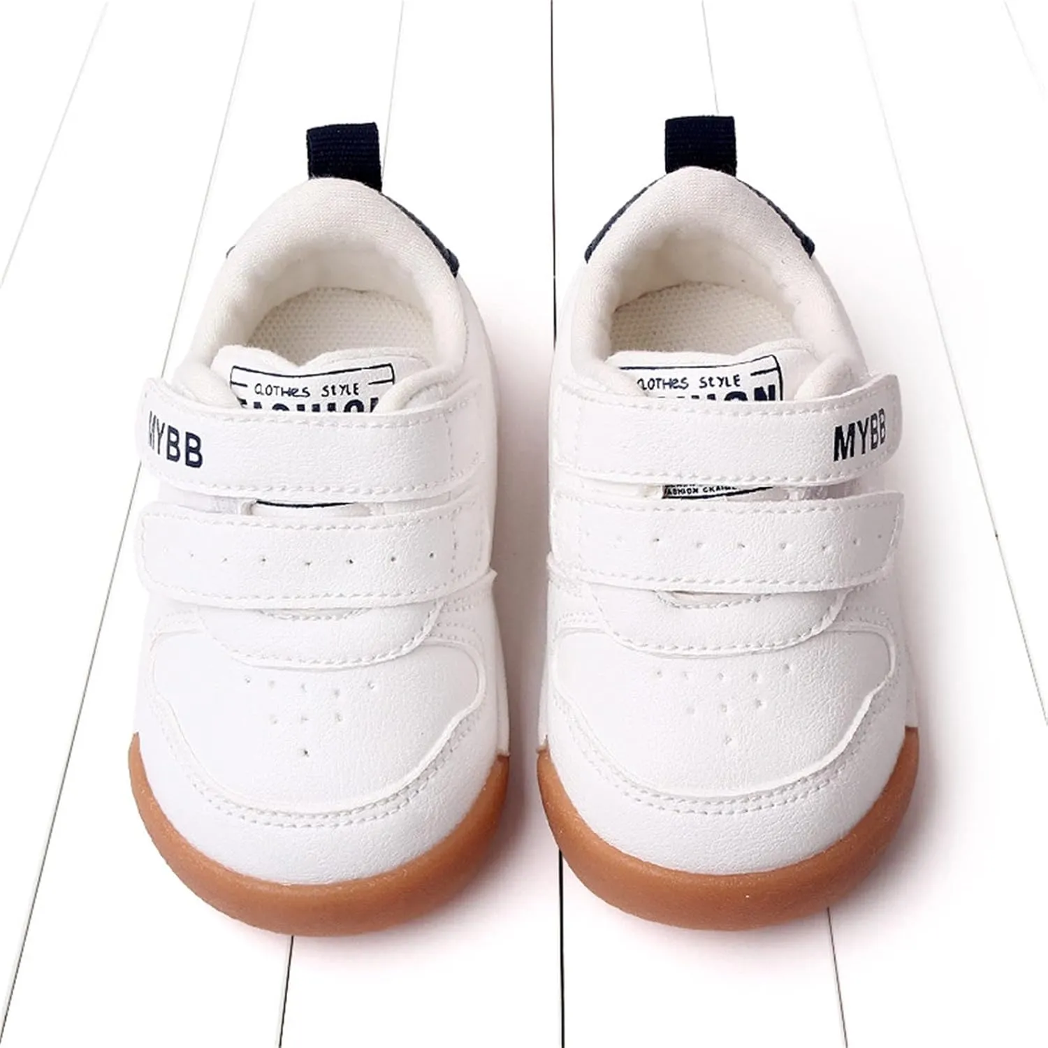Baby Double Strap Sneakers, Casual Athletic Shoes for Boys Girls, Comfortable Fit Flat Bottom Non Slip Sport Shoes