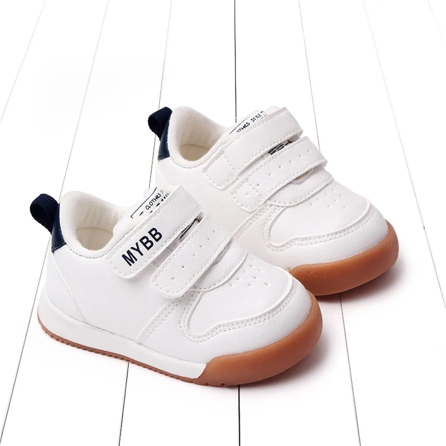 Baby Double Strap Sneakers, Casual Athletic Shoes for Boys Girls, Comfortable Fit Flat Bottom Non Slip Sport Shoes