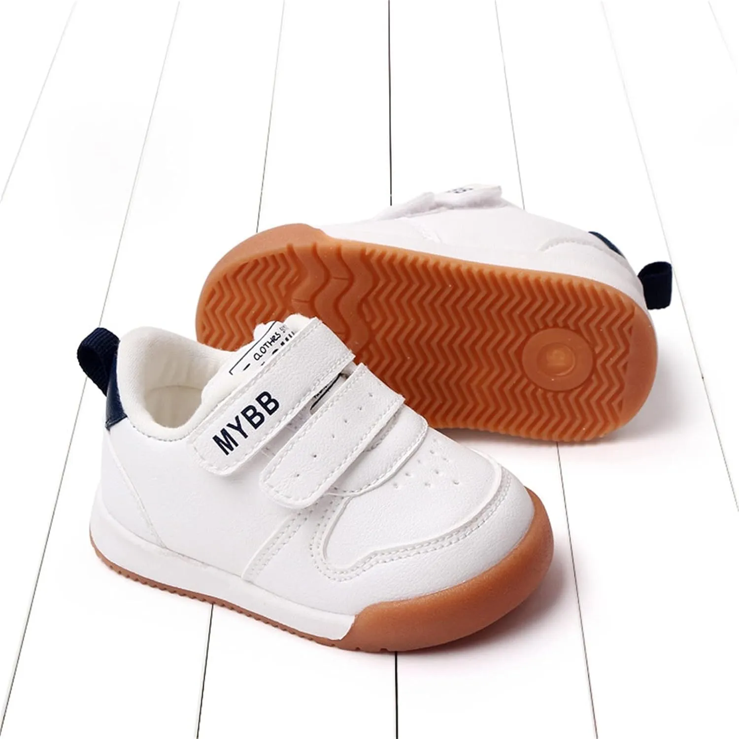 Baby Double Strap Sneakers, Casual Athletic Shoes for Boys Girls, Comfortable Fit Flat Bottom Non Slip Sport Shoes