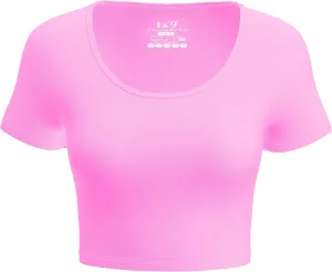 Basic Crop Tops for Women Short Sleeve T-Shirts Scoop Neck Cropped Shirts Women's Crop Top Cute Summer Tops Slim Fit Tees