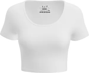Basic Crop Tops for Women Short Sleeve T-Shirts Scoop Neck Cropped Shirts Women's Crop Top Cute Summer Tops Slim Fit Tees