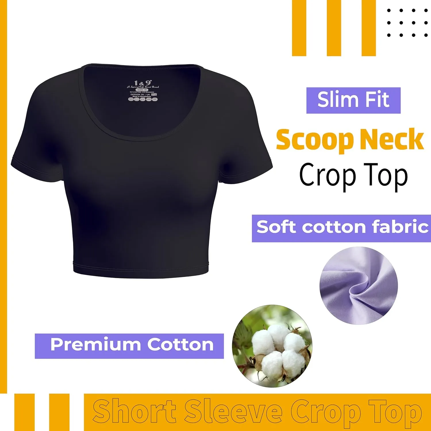 Basic Crop Tops for Women Short Sleeve T-Shirts Scoop Neck Cropped Shirts Women's Crop Top Cute Summer Tops Slim Fit Tees