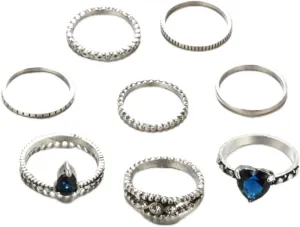 BESTYASH 8-piece Vintage Ring Set for Women Large Fashion Jewelry Set Knuckle Rings for Birthday Present