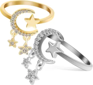 BESTYASH Fine Crafted Women's Ring Collection Sterling Silver Open Ring Set Zircon Stones