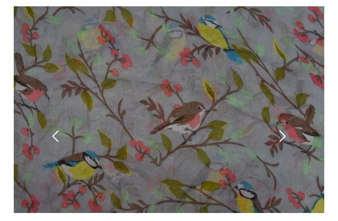 Birds & Branches Scarf - Grey