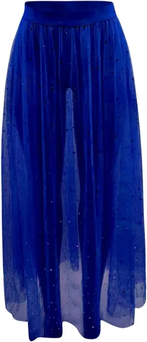 Black Skirt for Women Midi Skirt Elastic High Waist Flowy Pleated Skirt a Line Mesh Fairy Skirt Business Casual