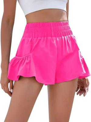BMJL Womens High Waisted Shorts Athletic Running Shorts Workout Gym Quick Dry Flowy Shorts with Pockets