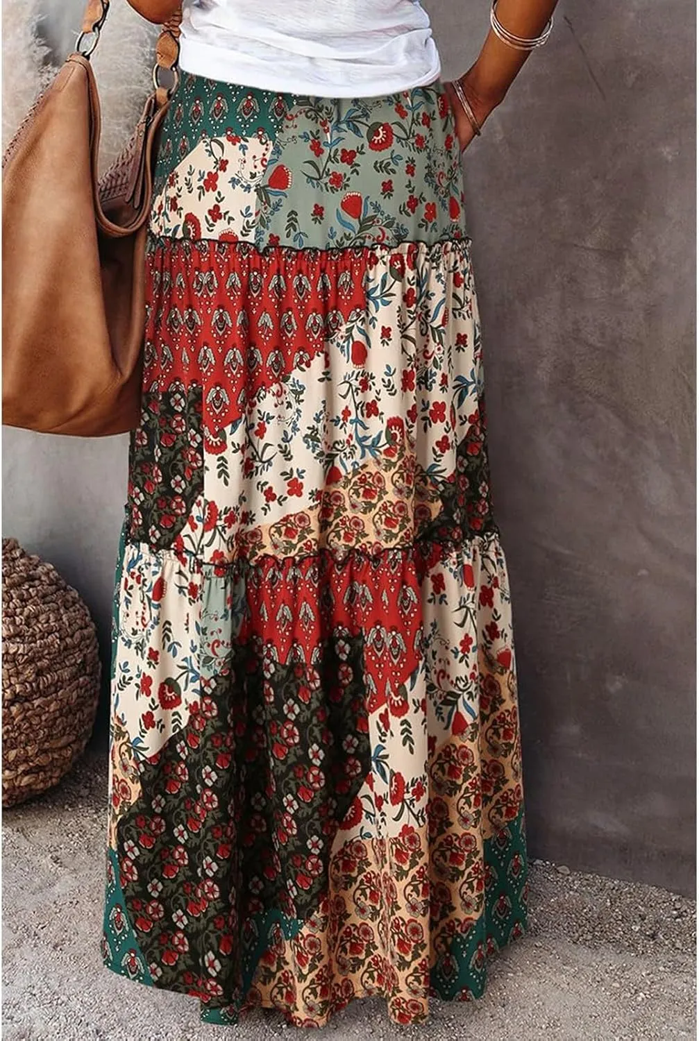 Boho Flowy Skirts for Women Maxi Floral High Waisted Tiered Long Skirts Ladies Casual Bohemian Summer Clothes 2025