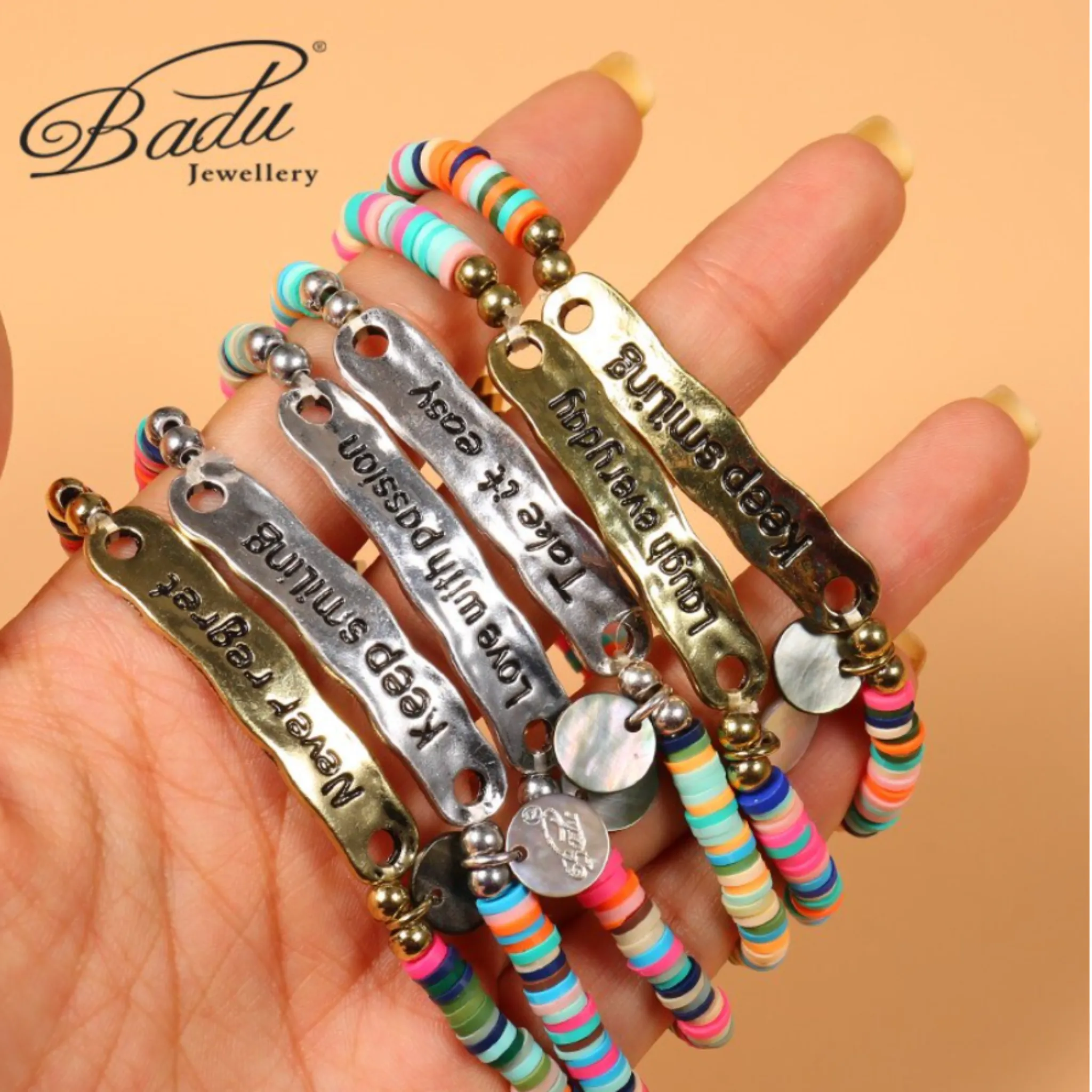Boho Polymer Clay Beads Heishi Bracelets